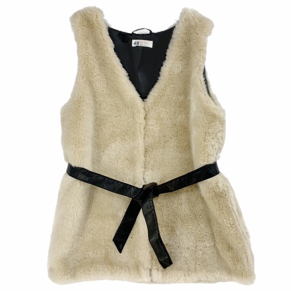 H&M Super Soft Faux Fur Tie Belt Waist Vest - Picture 1 of 14